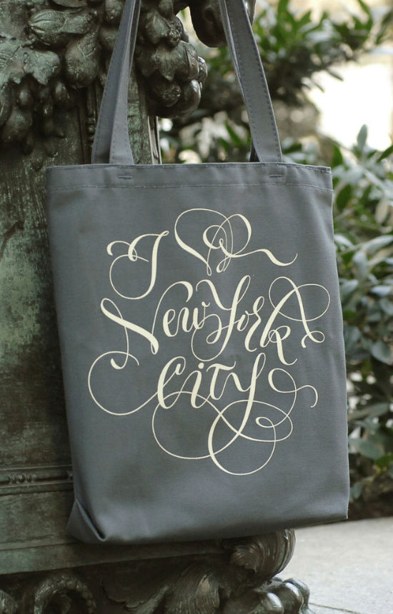 Inspiration: I Love New York City Calligraphy Tote Bag