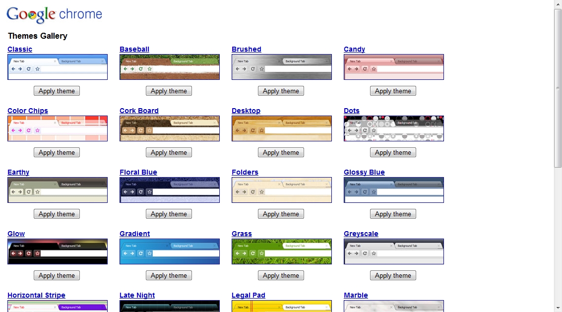 Google Chrome's Themes Gallery