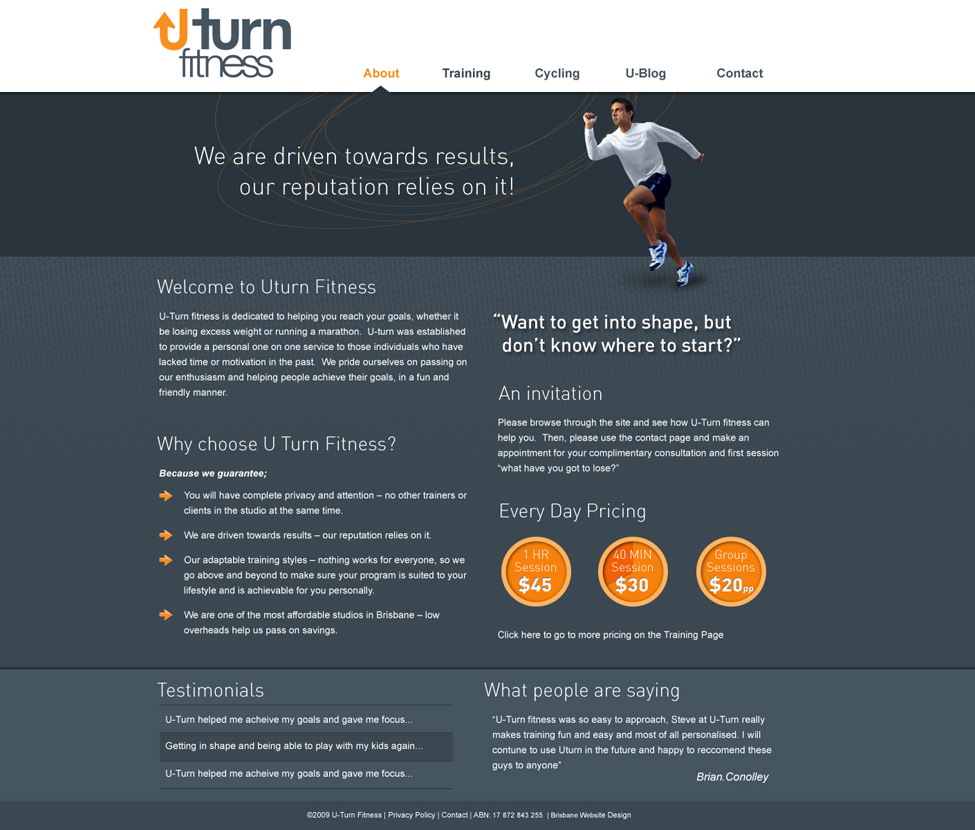 U-Turn Fitness Web Interface by DesignLots