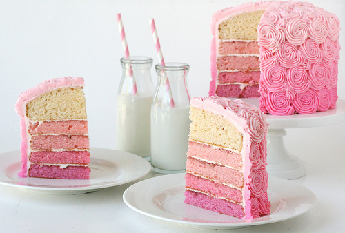 Pink Rosette Gradient Cake