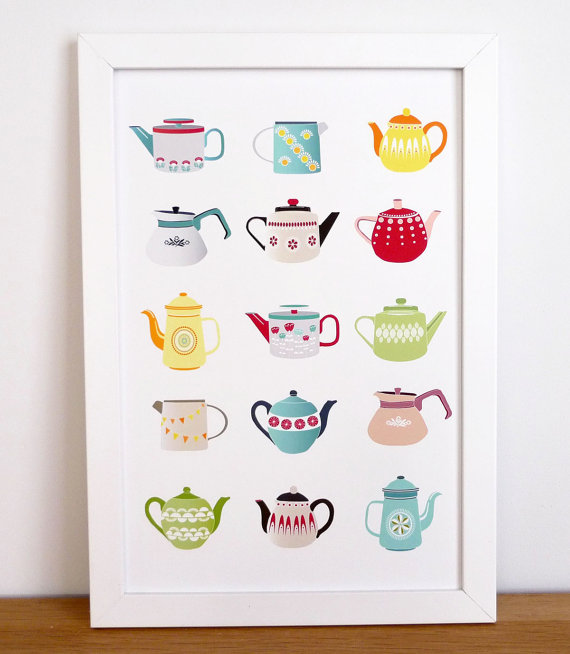 Teapots, Art Print by lauraamiss