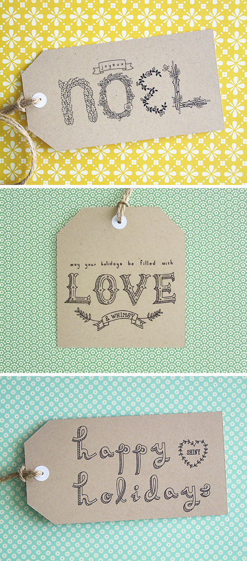 Typographic Holiday Gift Tags