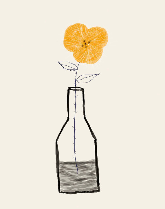 AshleyG illustration print with flowers - Sending You Flowers - orange single 