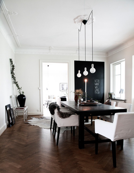 Dining Room with Chalkboard Wall