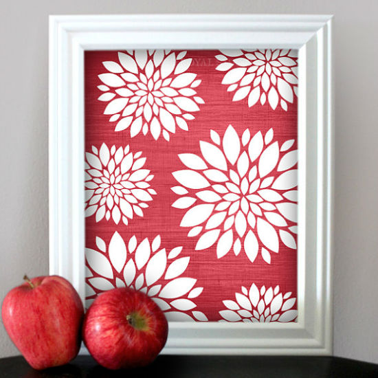 Red Floral Peony Art Poster