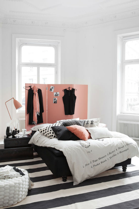 Pink , Black, and White Bedroom