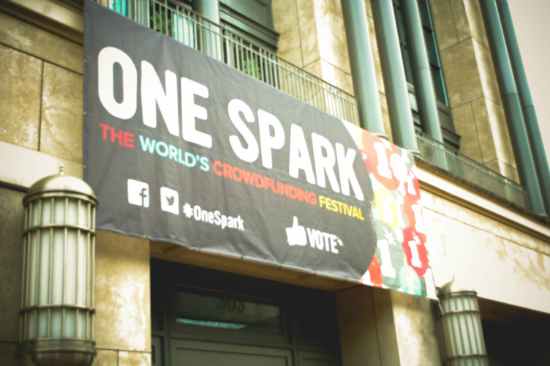 One Spark Sign over Jacksonville Library