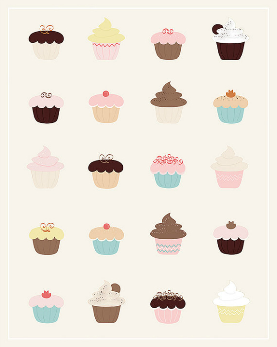 i heart cupcakes - 8x10 print by Calobee Doodles