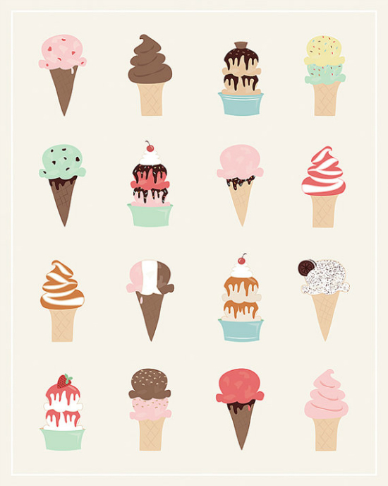 i heart ice cream - 16x20 print by Calobee Doodles