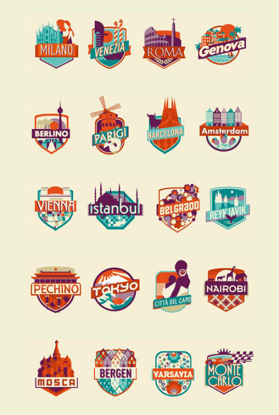 Illustrated Logos of Cities - Design Taxi