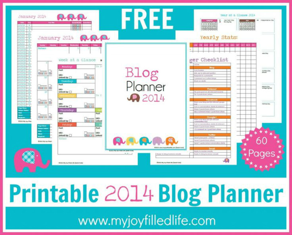 Printable 2014 Blog Planner