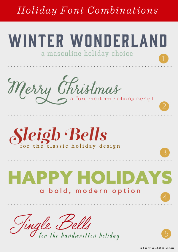 Holiday Font Combinations • Studio 404 Paper