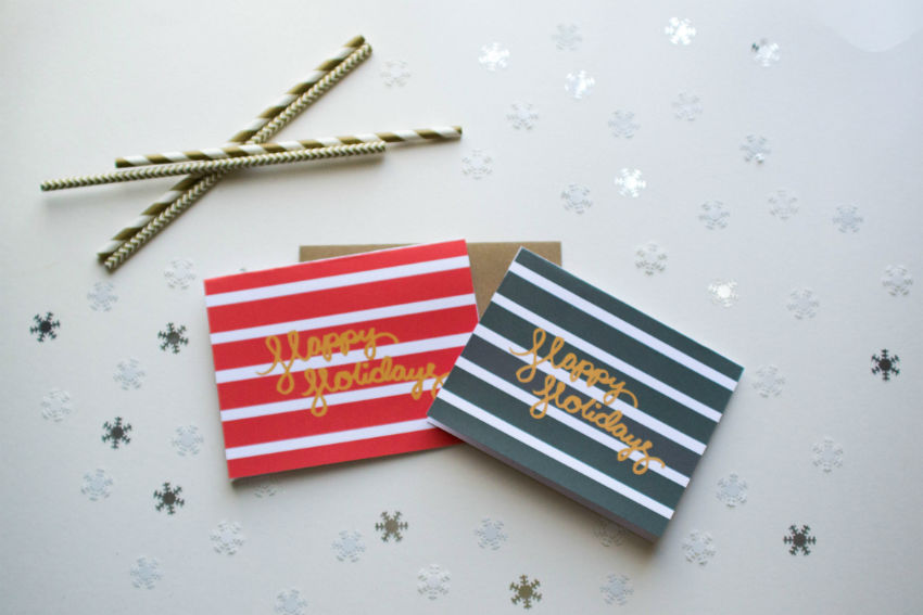 Happy Holidays Striped Cards