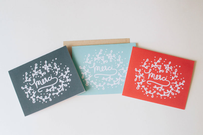 Merci Floral Lettering Cards - Studio 404 Paper