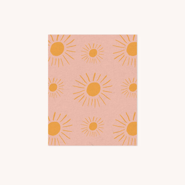Illuminated Yellow Sun on Blush Pattern Notecard