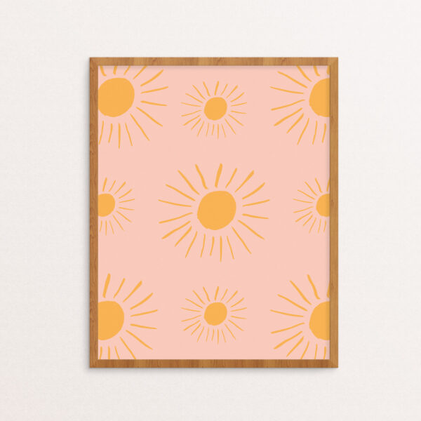 Illuminated Yellow Sun on Blush Pattern Print