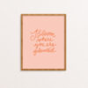 Bllom Where You Are Planted handlettered in Coral on Blush background