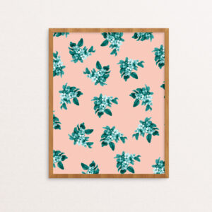 Botanical Cherry Blossom Pattern Print in Frame