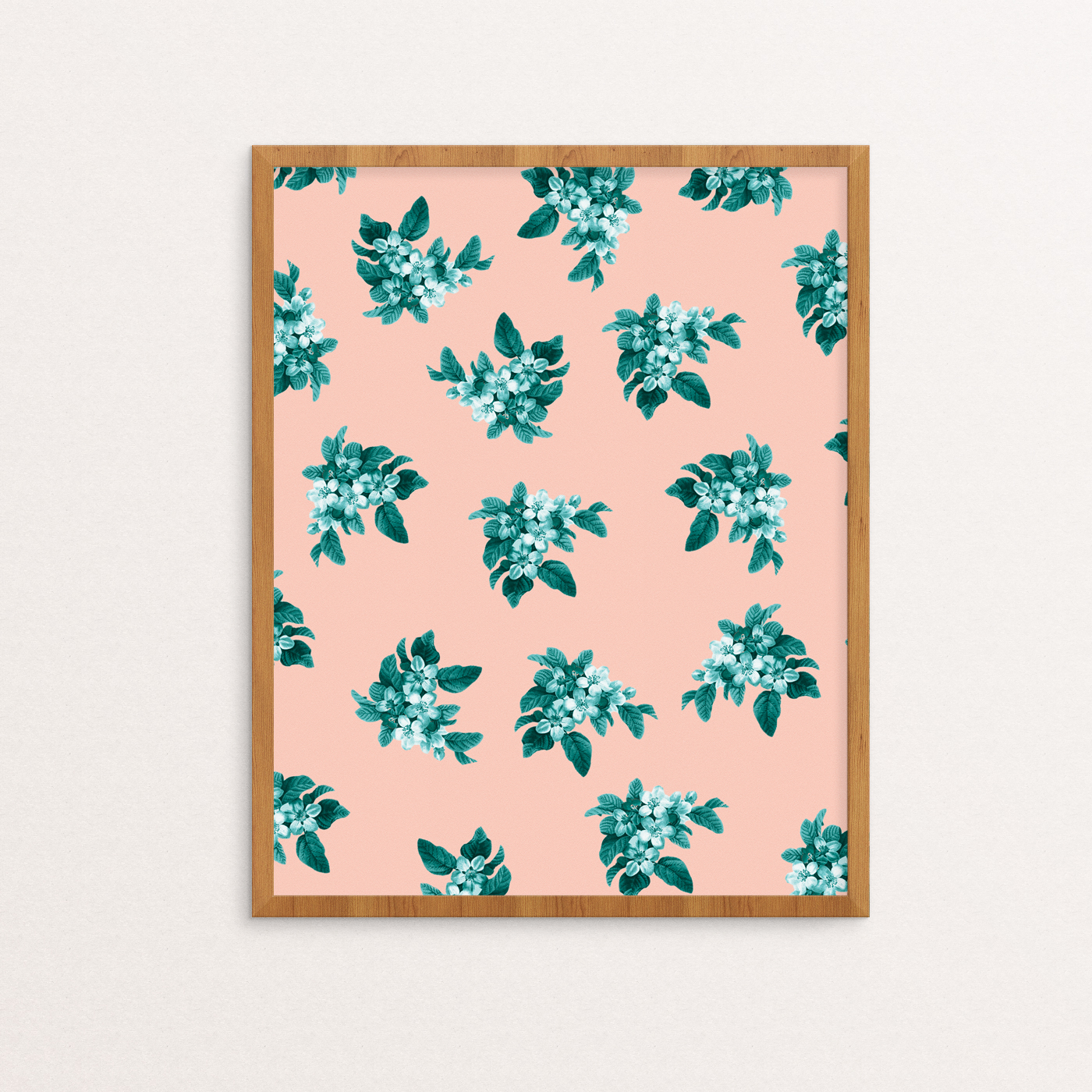 Botanical Cherry Blossom Pattern Print in Frame