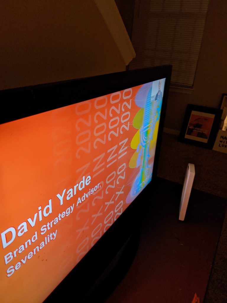Picture of screen with words David Yarde on it