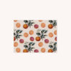 Notecard featuring orange botanical illustration pattern with sand color background