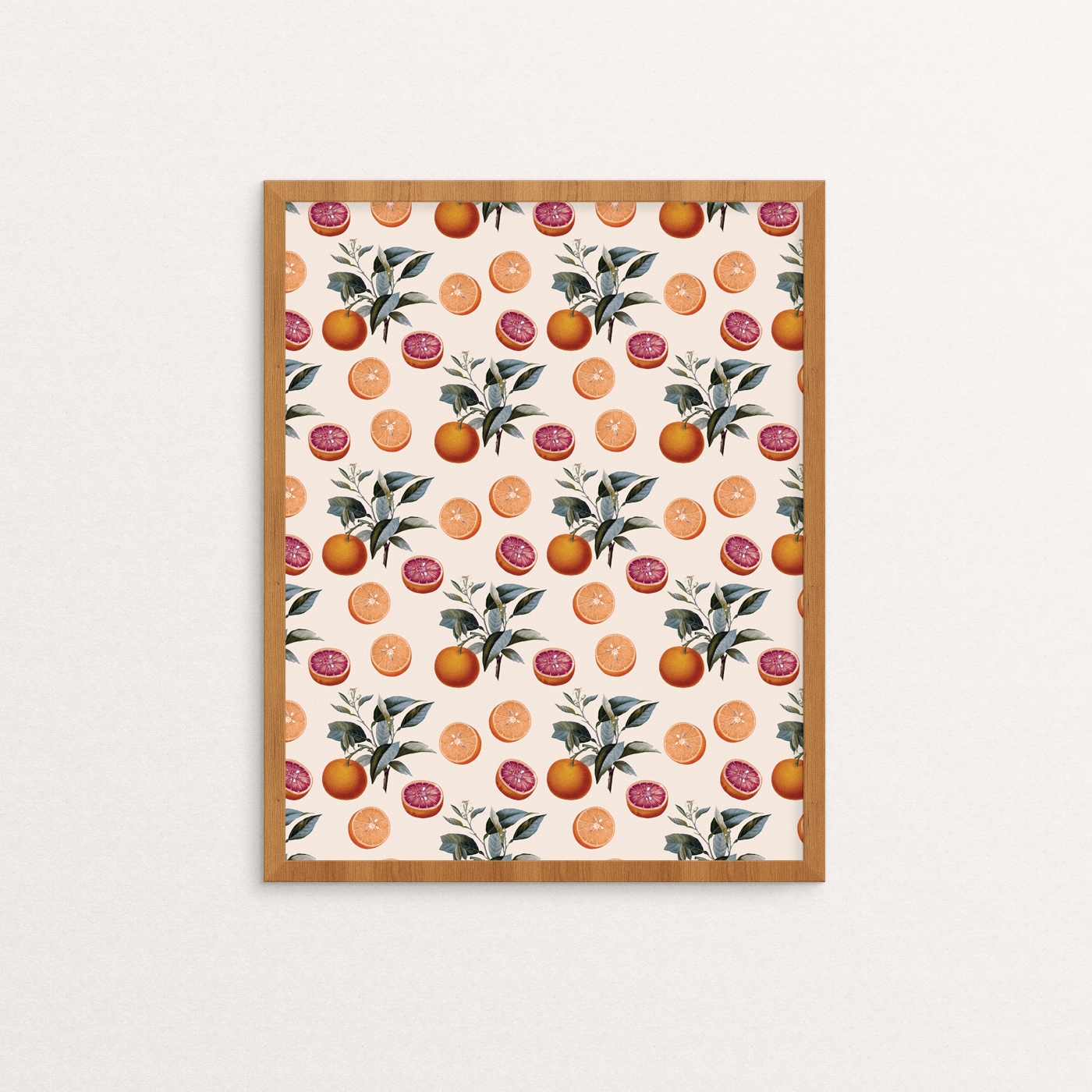 Botanical Orange Pattern Print in Frame