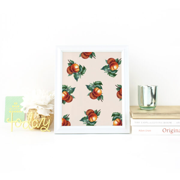 Peach Botanical Pattern Print on Desk
