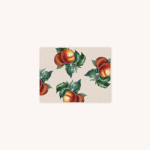 Notecard featuring peach botanical illustration pattern with sand color background