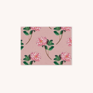 Pink peony bloom illustration pattern card on pink background
