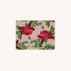 Red rose bloom illustration pattern card on green background