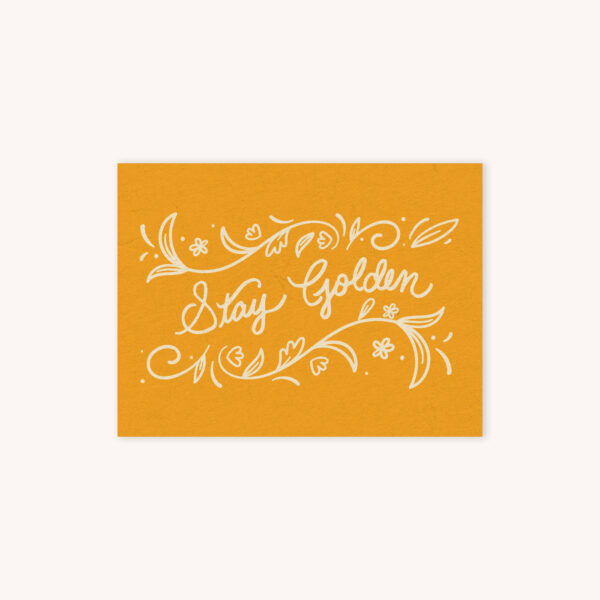 Stay Golden Floral Handlettered Notecard in Goldenrod Yellow