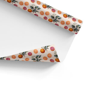 Orange Botanical Pattern Gift Wrap